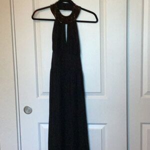 Rachel Zoe, sleeveless, keyhole Front with beaded halter neckline black Maxi 4